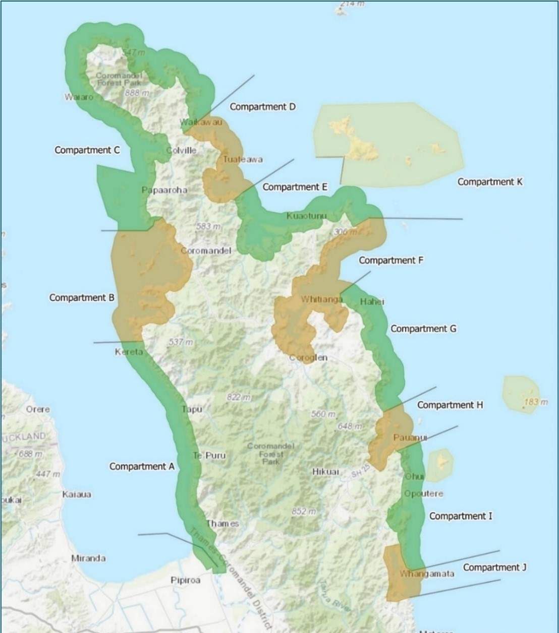 Subdivision of the coast ThamesCoromandel Coastal Adaptation